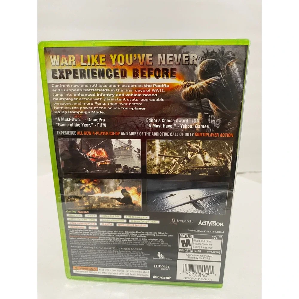Call of Duty‎ World at War Xbox 360 Platinum Hits New Factory Sealed NTSC